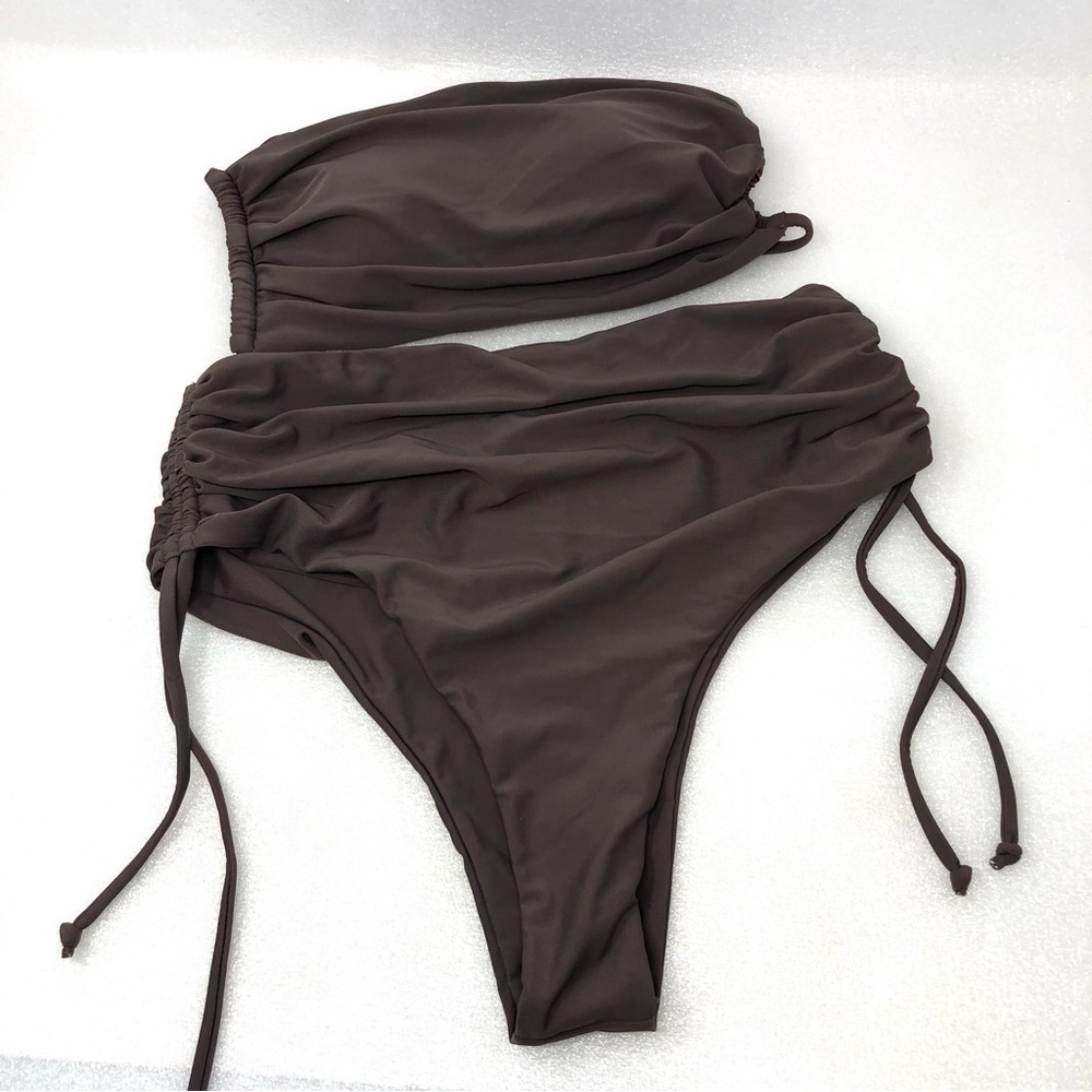 NEW Bikini Tube Style Top High Waist Bottoms Size Large